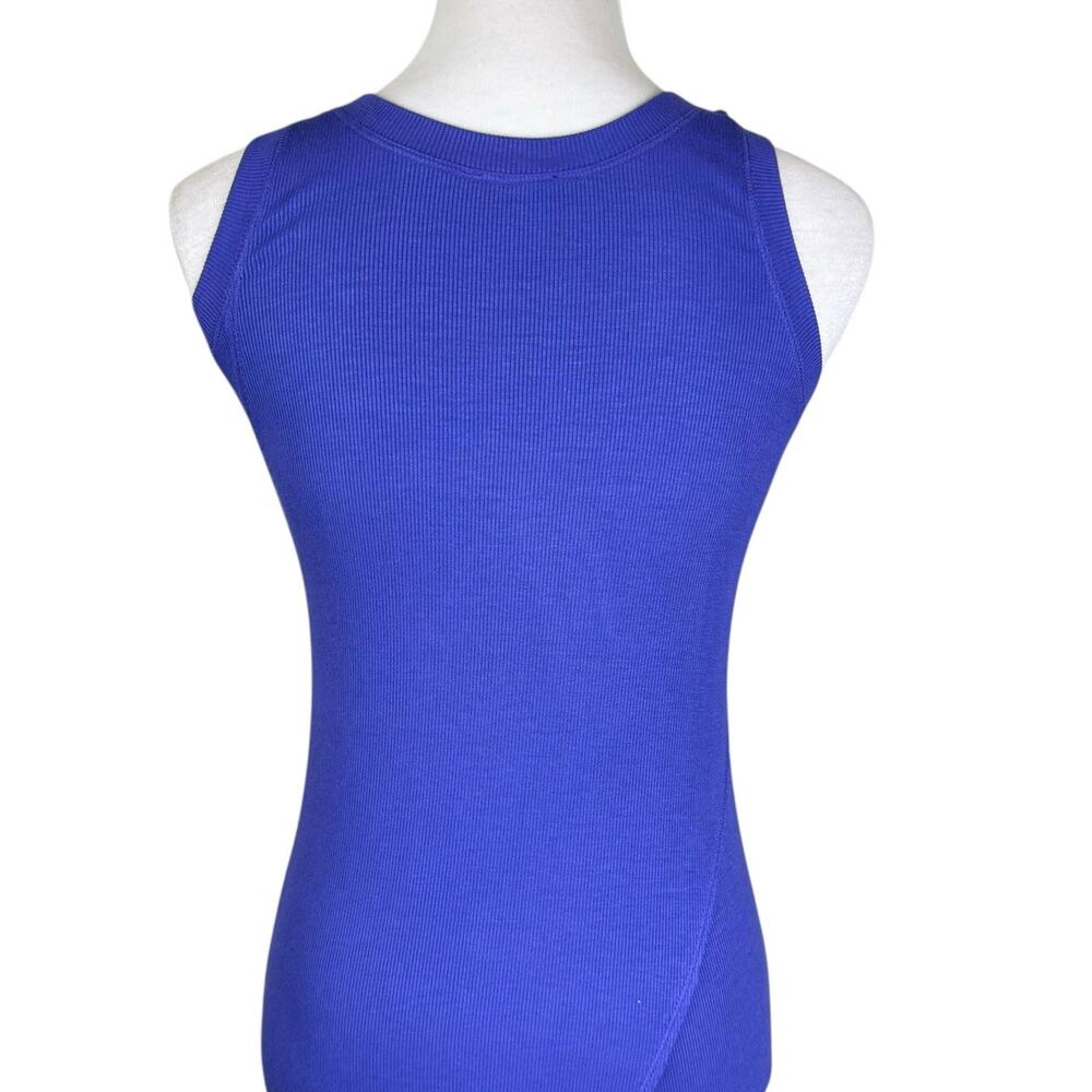 Heather Women's Purple Soft Ribbed Slim Sleeveless Knee Length Tank Dress - Picture 6 of 8